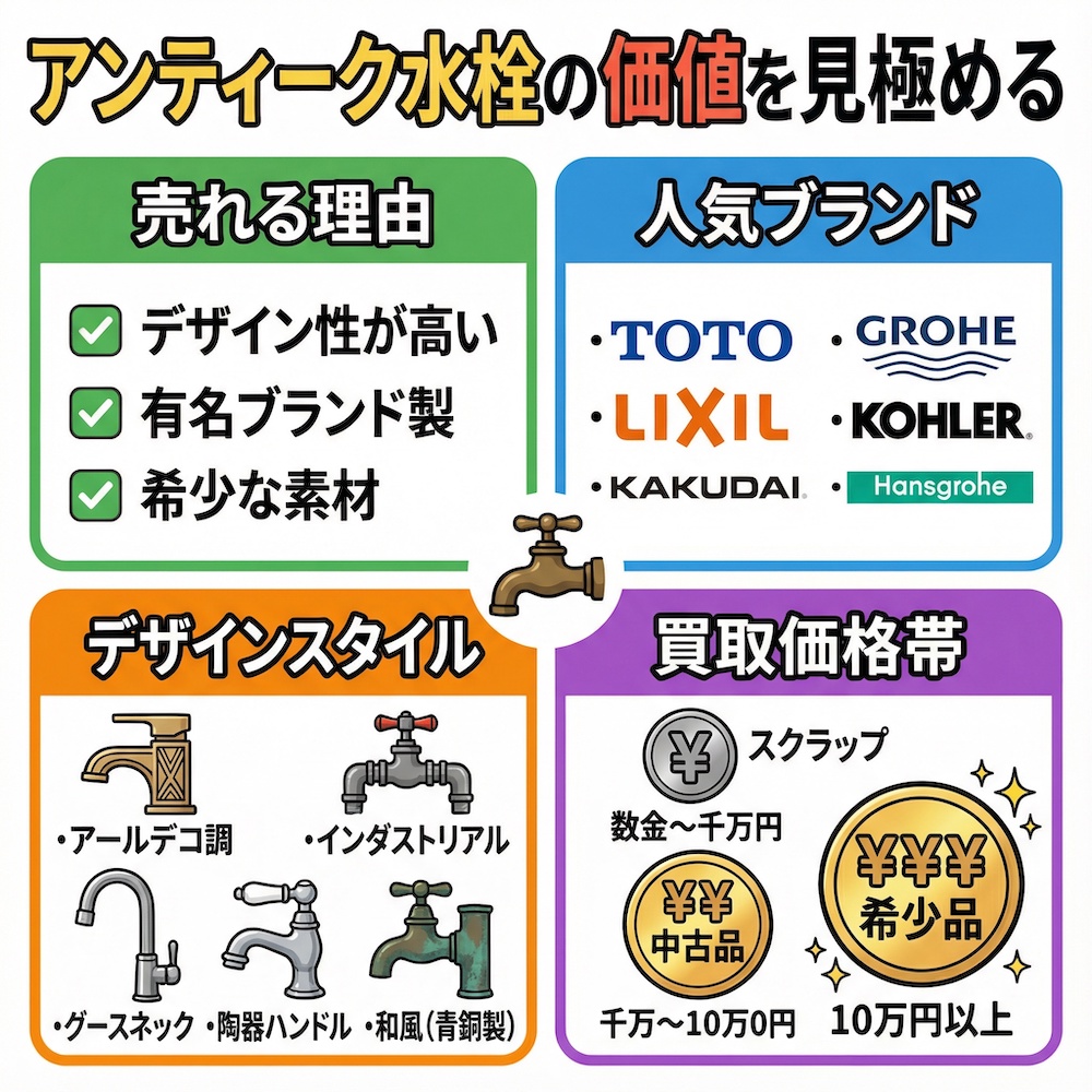 アンティーク水栓の価値を見極める